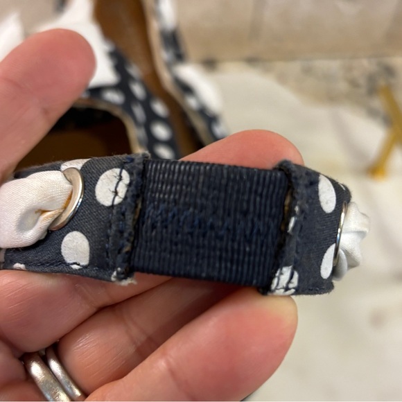 Sperry Polka Dot Bow Open Toe Cork Heel Wedge - Picture 12 of 16